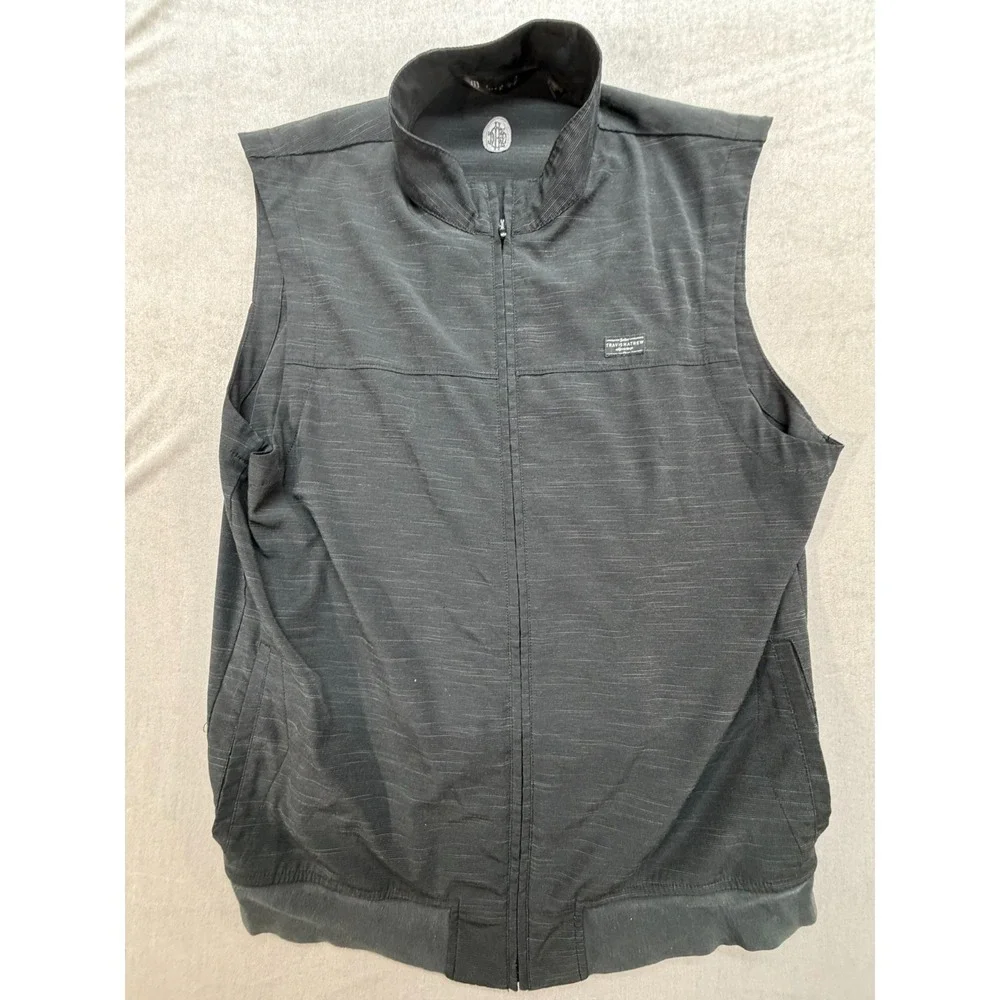 Travis Mathew Men Zip Up‎ Golf Vest Black Size XL